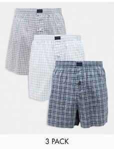 Abercrombie & Fitch - Confezione da 3 pantaloncini boxer a quadri in tonalità di blu