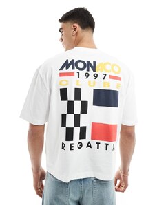 ASOS DESIGN - T-shirt squadrata oversize con stampa sul retro-Bianco