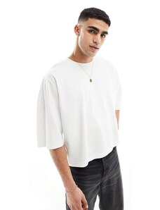 ASOS DESIGN - T-shirt squadrata super oversize in tessuto pesante bianca-Bianco