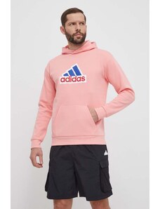 adidas felpa uomo colore rosa con cappuccio con applicazione IS9597