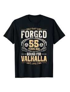 55th Birthday Gift Men & 55 Years Old Viking Shirt Forged 55 Years Ago Bound For Valhalla Viking 55th Birthday Maglietta