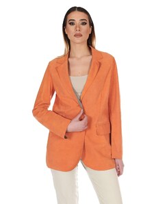 Giacca blazer in pelle scamosciata colore arancione D'Arienzo