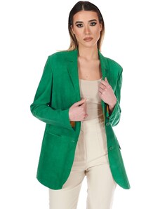Giacca blazer in pelle scamosciata colore verde D'Arienzo