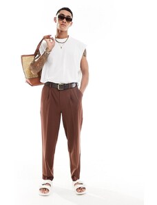 ASOS DESIGN - Pantaloni eleganti oversize affusolati marroni-Marrone