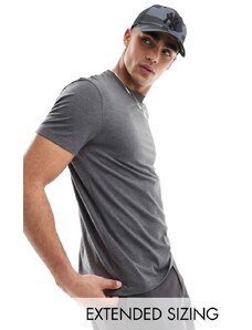 ASOS DESIGN - T-shirt girocollo antracite mélange-Grigio