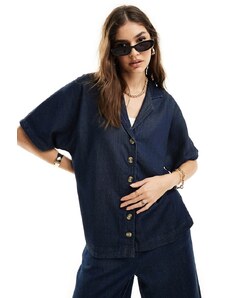 Nobody's Child - Roxy - Camicia di jeans squadrata blu navy in coordinato