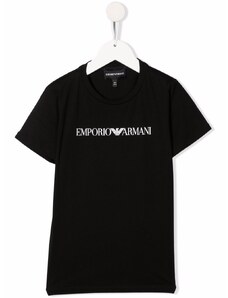 EMPORIO ARMANI KIDS T-shirt nera logo stampa