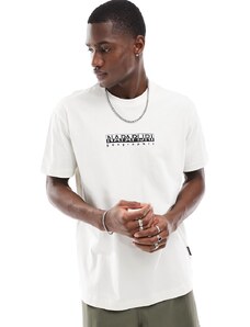 Napapijri - T-shirt bianco sporco con logo sul petto