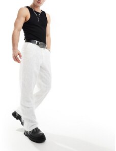 ASOS DESIGN - Pantaloni eleganti a fondo ampio bianchi con frange-Bianco