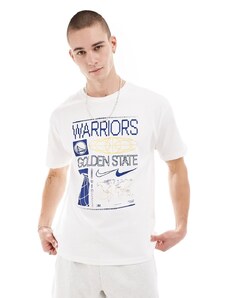 Nike Basketball - NBA - T-shirt unisex bianca con logo dei Golden State Warriors-Bianco