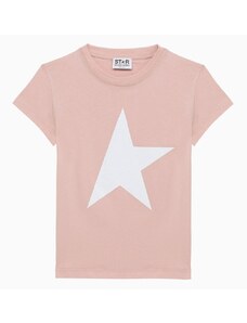 Golden Goose T-shirt rosa in cotone con stampa logo