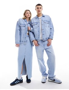 Dr. Denim - Eno - Giacca di jeans unisex oversize in denim consumato lavaggio leggero-Blu