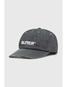 Butter Goods berretto da baseball in cotone Rounded Logo 6 Panel Cap colore verde con applicazione BGQ1247004