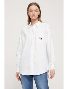Tommy Jeans camicia in cotone donna colore bianco