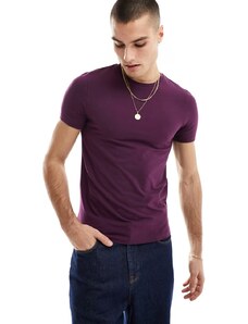 ASOS DESIGN - T-shirt girocollo attillata viola-Rosso