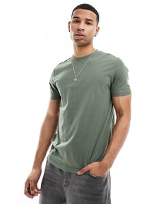 ASOS DESIGN - T-shirt girocollo color kaki-Verde