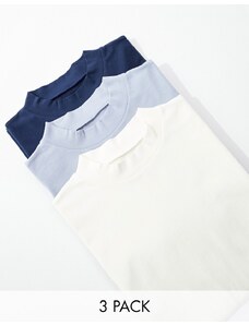 ASOS DESIGN - Confezione da 3 T-shirt oversize a collo alto in colorazioni multiple-Multicolore