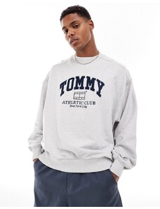 Tommy Jeans - Felpa unisex squadrata girocollo grigio argento