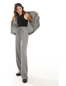 In The Style x Perrie Sian - Pantaloni a fondo ampio testurizzati grigio antracite in coordinato
