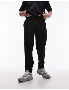 Topman - Pantaloni plissé neri stretti in fondo-Nero