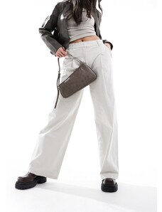 Only - Pantaloni a vita alta a fondo ampio color pietra con pieghe-Neutro