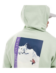 The North Face - Snowboard - Felpa verde salvia con cappuccio e stampa rétro sulla schiena - In esclusiva per ASOS