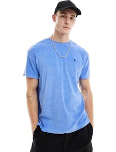 Polo Ralph Lauren - T-shirt in spugna di cotone azzurra con logo-Blu
