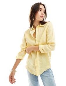 Polo Ralph Lauren - Camicia in lino gialla con logo-Giallo