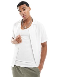 ASOS DESIGN - Camicia bianca in viscosa con rever-Bianco