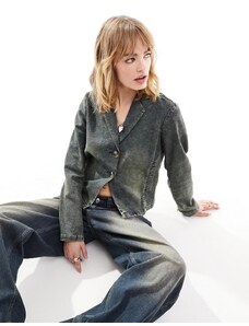 Daisy Street - Giacca blazer in denim slavato attillata stile Y2K-Blu
