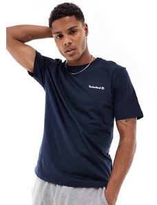 Timberland - T-shirt blu navy con scritta piccola del logo