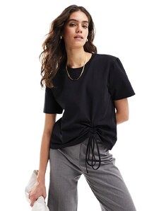 French Connection - Rallie - T-shirt arricciata nera in cotone-Nero