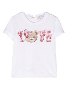 MONNALISA KIDS T-shirt neonata bianca Love Teddy cherry