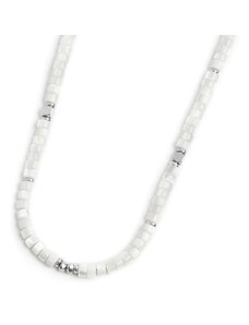 Collana unisex Marlù in acciaio con pietre a rondelle colore bianco 18CN098-W
