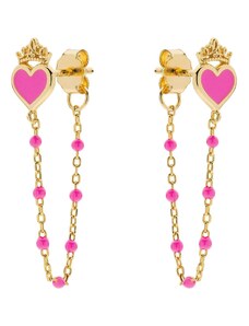 Orecchini pendenti bambina a forma di cuore rosa in argento gioielli Disney es00080yl.cs