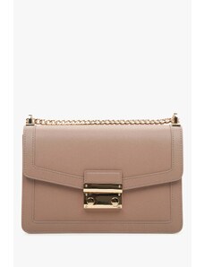 Women's Small Light Brown Leather Chain Handbag Estro ER00113893