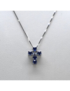 Donnaoro elements Collana in Oro bianco con croce in zaffiri blu e diamante DonnaOro lpz10121.001