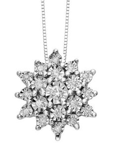 Donnaoro elements Collana donna marchio Donnaoro con pendente fiore in oro bianco con diamanti DFPF3583.014