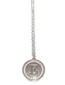 Collana donna Kiara lettera E collier in acciaio e zirconi con punto luce KCLD3905B-E