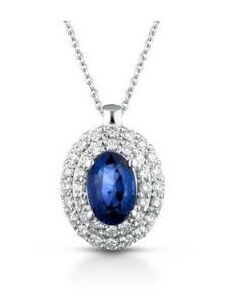 PgGioielli Collana donna con ciondolo zaffiro blu in oro bianco e diamanti PG gioielli ciomamboo/1z