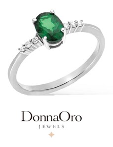 Donnaoro elements Anello donna marchio Donnaoro in oro bianco smeraldo e diamanti dhae9838.006