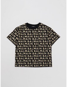 T-shirt Balmain Kids in cotone con logo all over