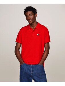 Tommy Jeans Polo Regular Fit con Distintivo Tommy Rosso Uomo