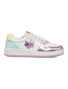 Sneakers bianche da ragazza con dettagli multicolore e farfalla sul lato 10 Baci