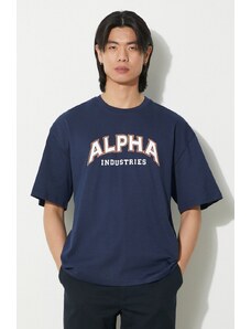 Alpha Industries t-shirt in cotone College uomo colore blu navy 146501