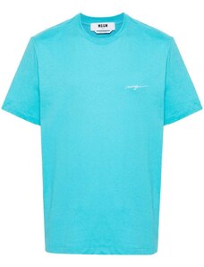 MSGM T-shirt azzurra logo corsivo