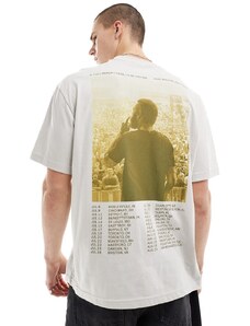 Bershka - T-shirt écru con stampa "Post Malone" sul retro-Neutro