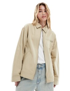 ASOS DESIGN - Camicia giacca harrington in twill color pietra-Neutro