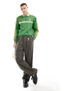 adidas Originals - Felpa verde con colletto stile rétro