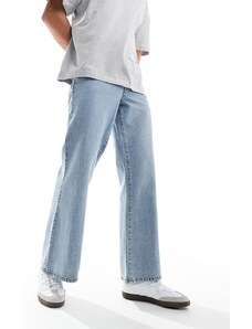 ASOS DESIGN - Jeans a zampa a fondo ampio blu lavaggio medio
